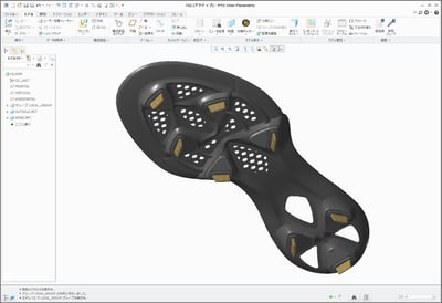 ミズノ株式会社、PTC Creo導入事例 3Dモデリングと解析によるソール（靴底）部分の開発イメージ